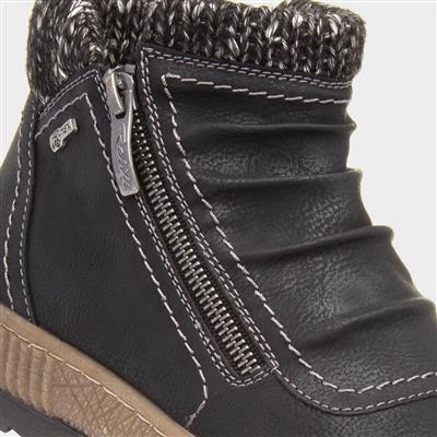 Relife Louisa Womens Black Knit Trim Ankle Boot-18745 | Shoe Zone