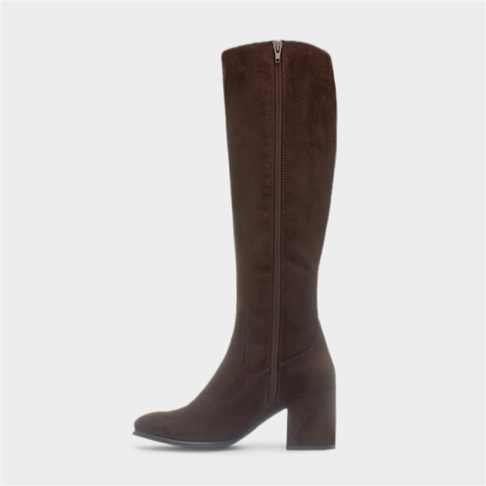 Womens Brown Heeled Knee High Boot