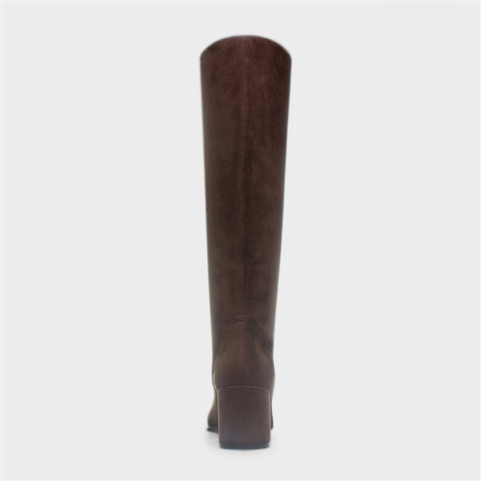 Womens Brown Heeled Knee High Boot