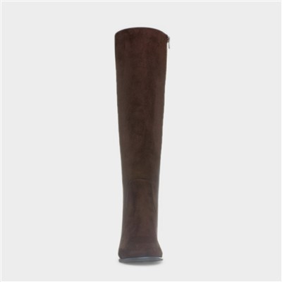 Womens Brown Heeled Knee High Boot