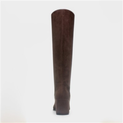Womens Brown Heeled Knee High Boot