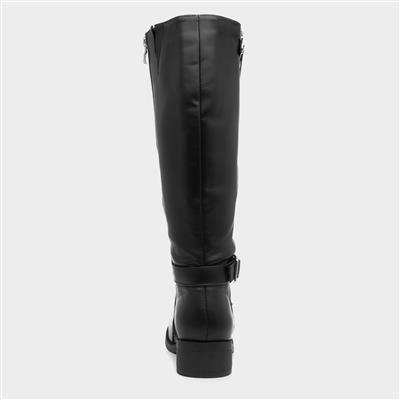 Womens Black Riding Boot with Silver Zip