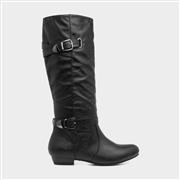 Lilley Womens Black High Leg Buckle Strap Boot (Click For Details)