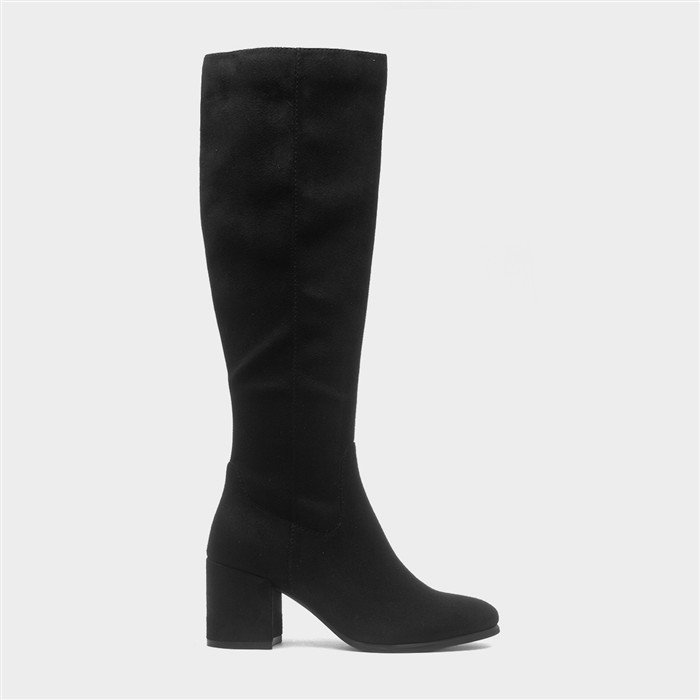 Womens Black Heeled Knee High Boot