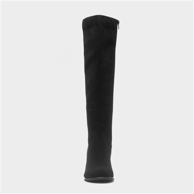 Womens Black Heeled Knee High Boot