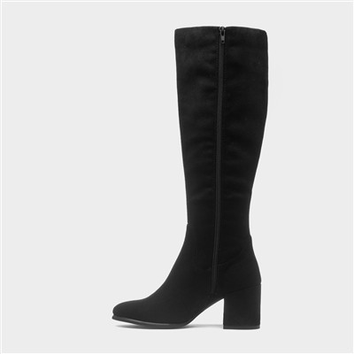 Womens Black Heeled Knee High Boot