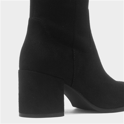 Womens Black Heeled Knee High Boot