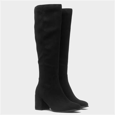 Womens Black Heeled Knee High Boot