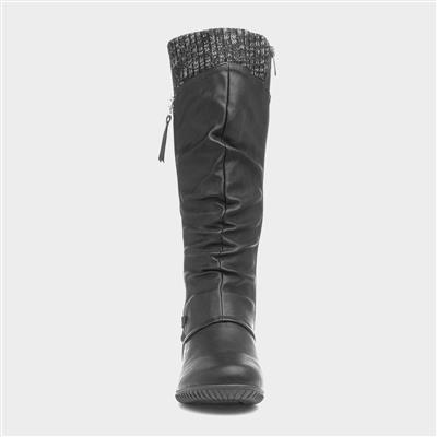 Leah Womens Black High Leg Boots