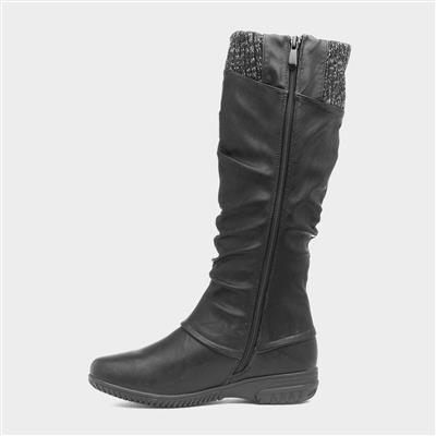 Leah Womens Black High Leg Boots