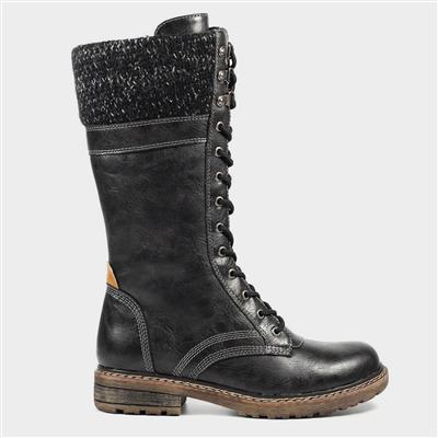 Northwood Womens Black Lace-Up Boots