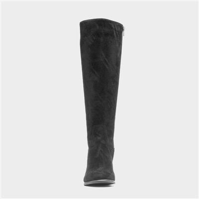 Womens Black High Leg Heeled Boot