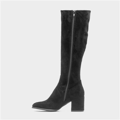Womens Black High Leg Heeled Boot