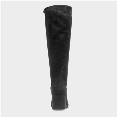 Womens Black High Leg Heeled Boot