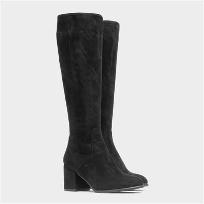 Womens Black High Leg Heeled Boot
