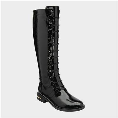 Lisa Womens Black Patent Knee High Boot