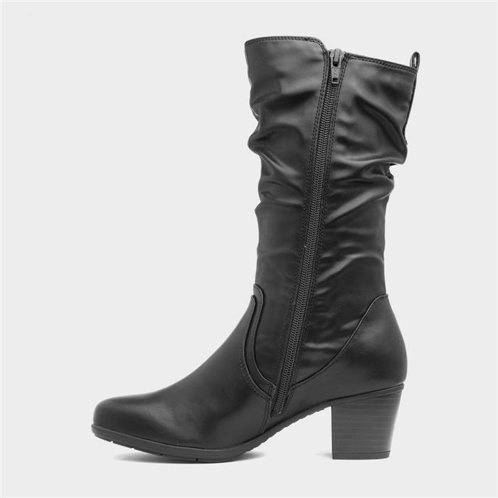 Womens Black Heeled Wide Fit Calf Boot