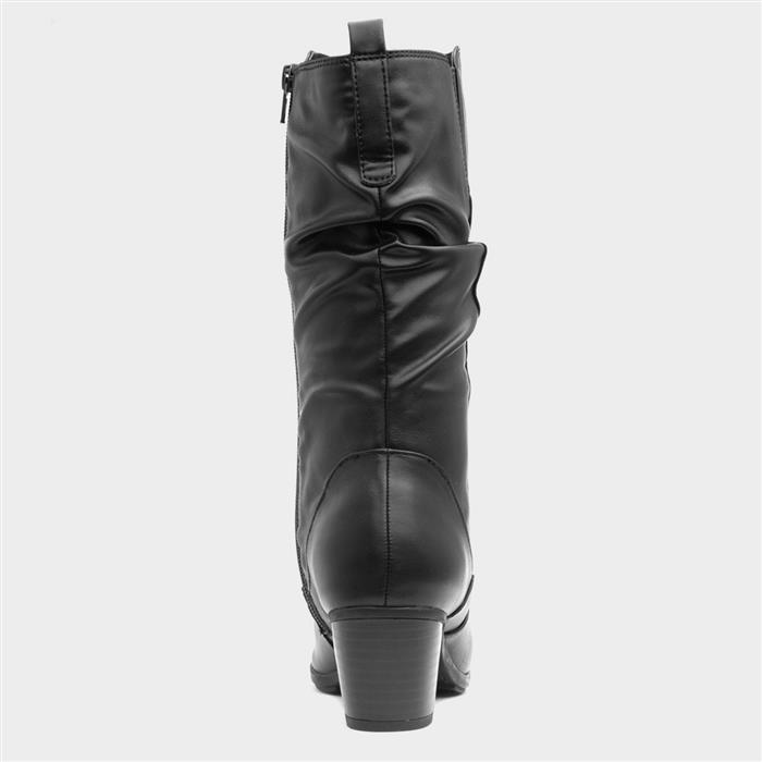 Womens Black Heeled Wide Fit Calf Boot