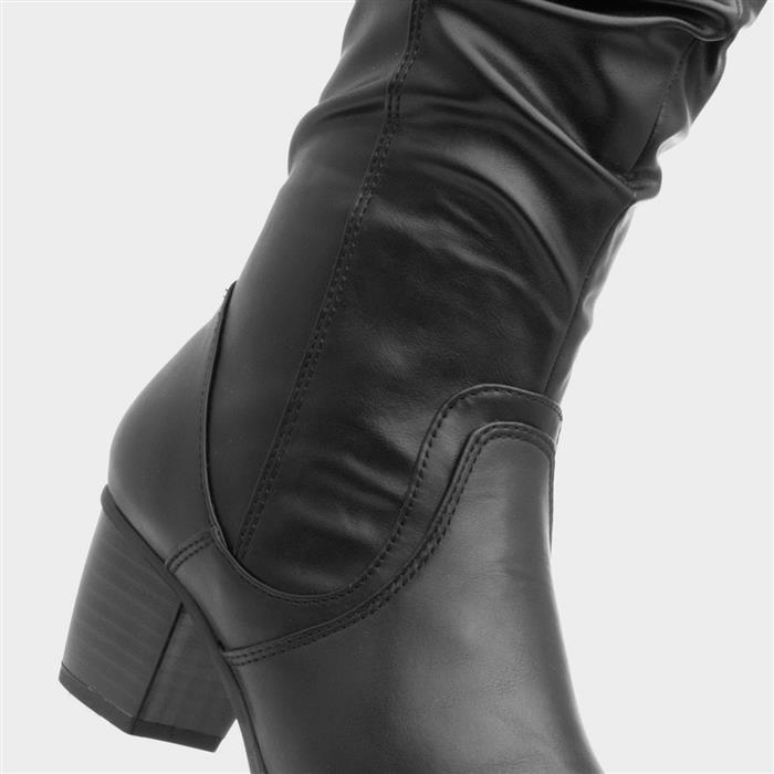 Womens Black Heeled Wide Fit Calf Boot