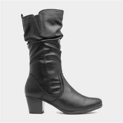 Womens Black Heeled Calf Boot