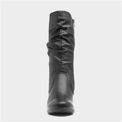 Womens Black Heeled Calf Boot