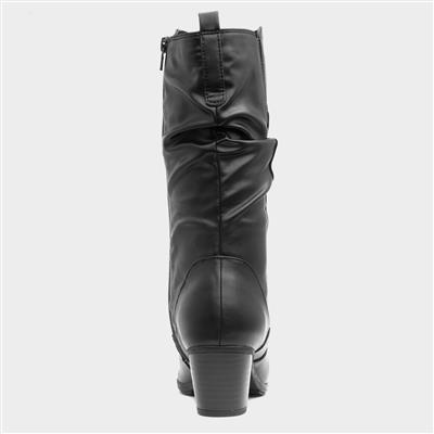 Womens Black Heeled Calf Boot