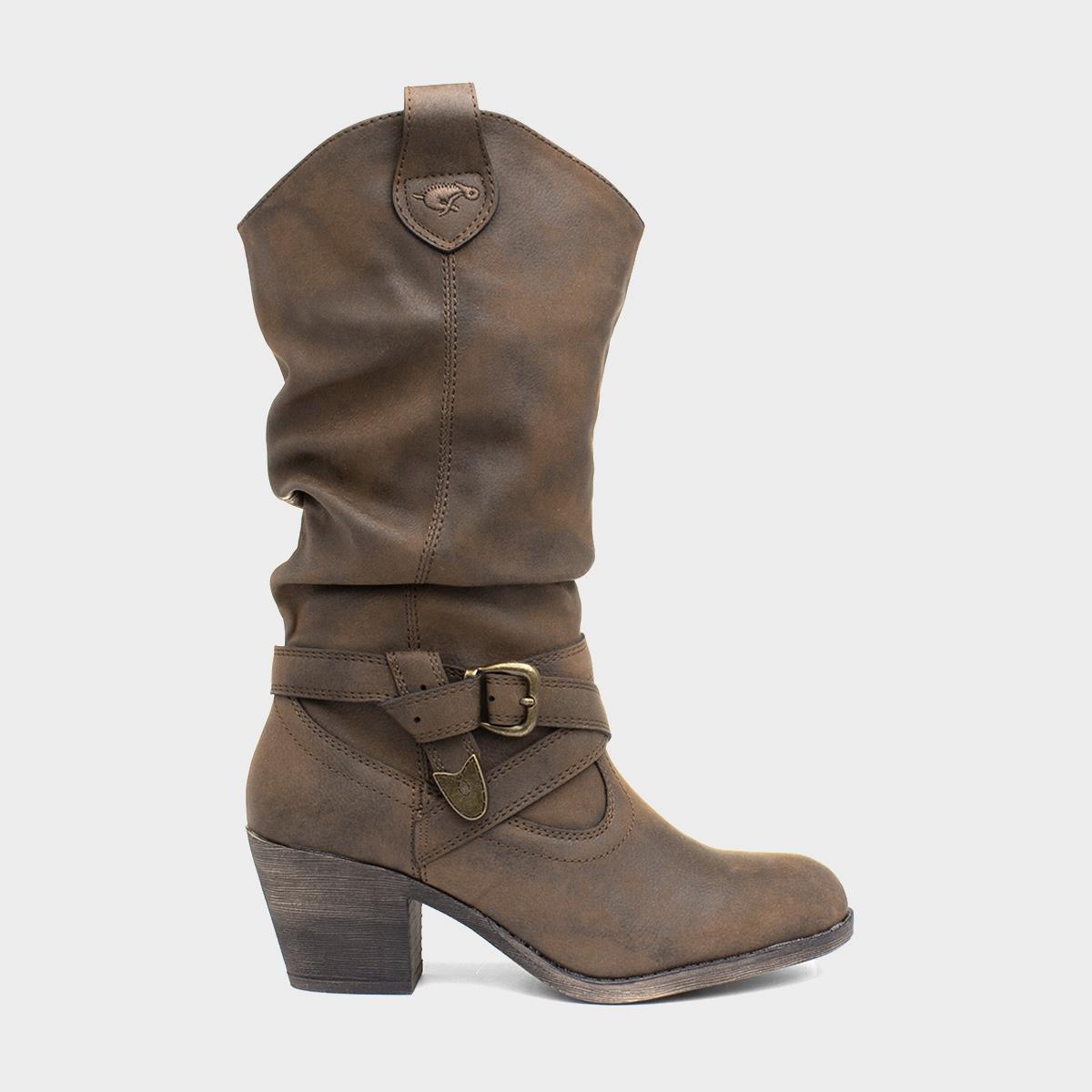 Rocket Dog Sidestep Womens Brown Cowboy Boot-188074 | Shoe Zone