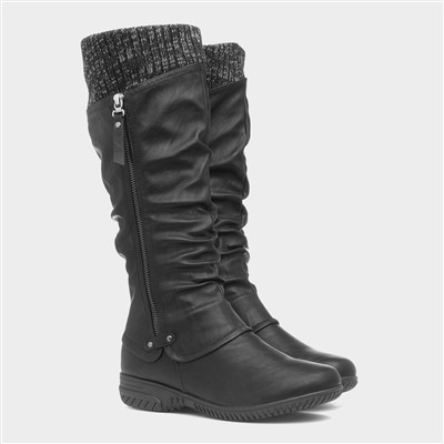 Leah Womens Black High Leg Boot