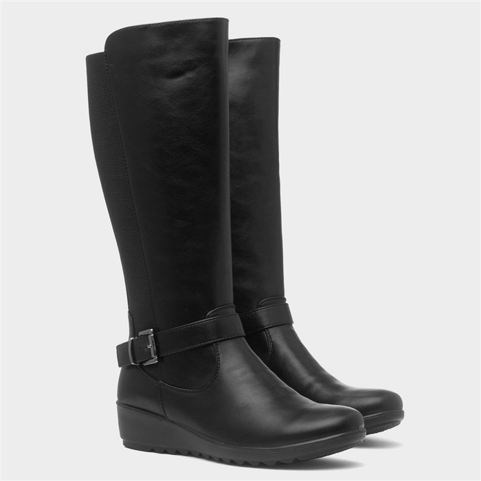 Hannah Womens Black High Leg Boot