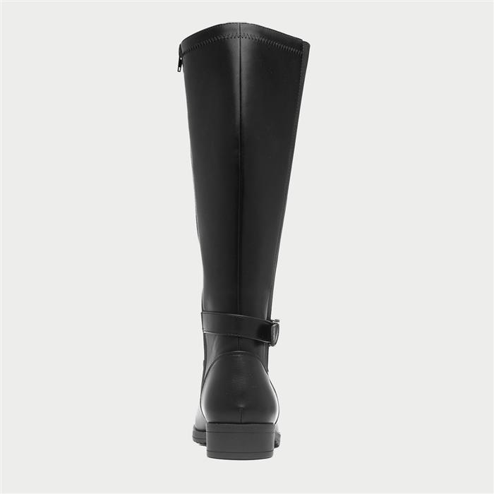 Womens Black Zip Up Knee High Boot