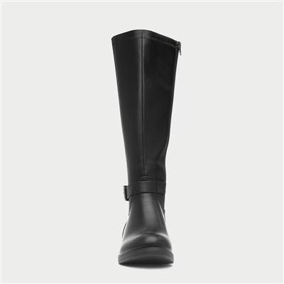 Womens Black Zip Up Knee High Boot