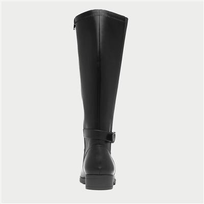 Womens Black Zip Up Knee High Boot