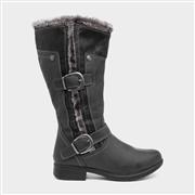 Lilley Womens Black & Grey Faux Fur Calf Boot (Click For Details)