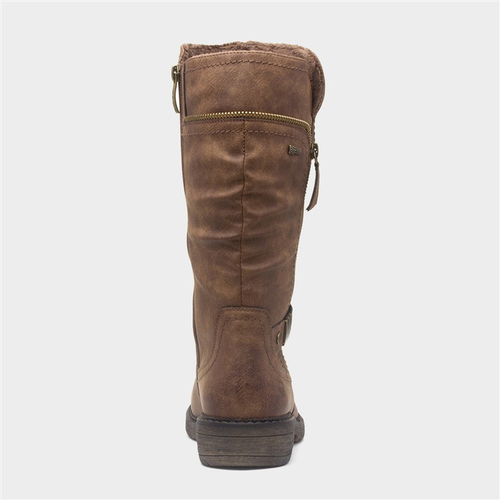 Zaria Womens Cognac Zip Up Calf Boot