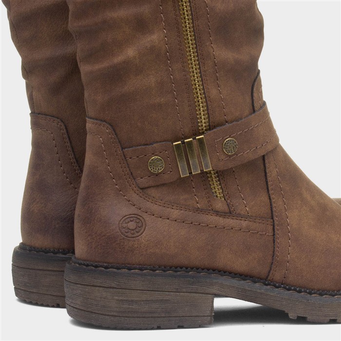 Zaria Womens Cognac Zip Up Calf Boot