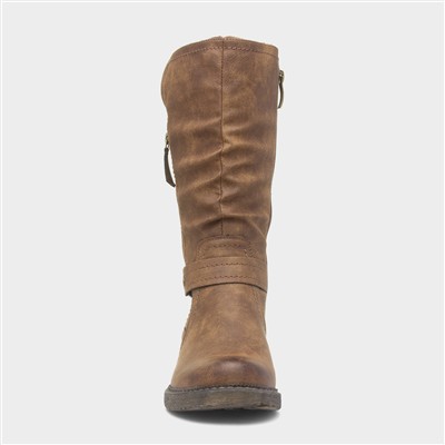 Zaria Womens Cognac Zip Up Calf Boot