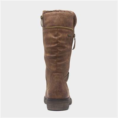 Zaria Womens Cognac Zip Up Calf Boot