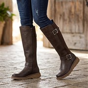 Lunar Devon Womens Brown Wedge Wide Fit Boot (Click For Details)