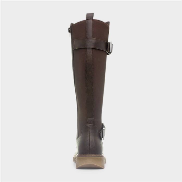 Devon Womens Brown Wedge Wide Fit Boot