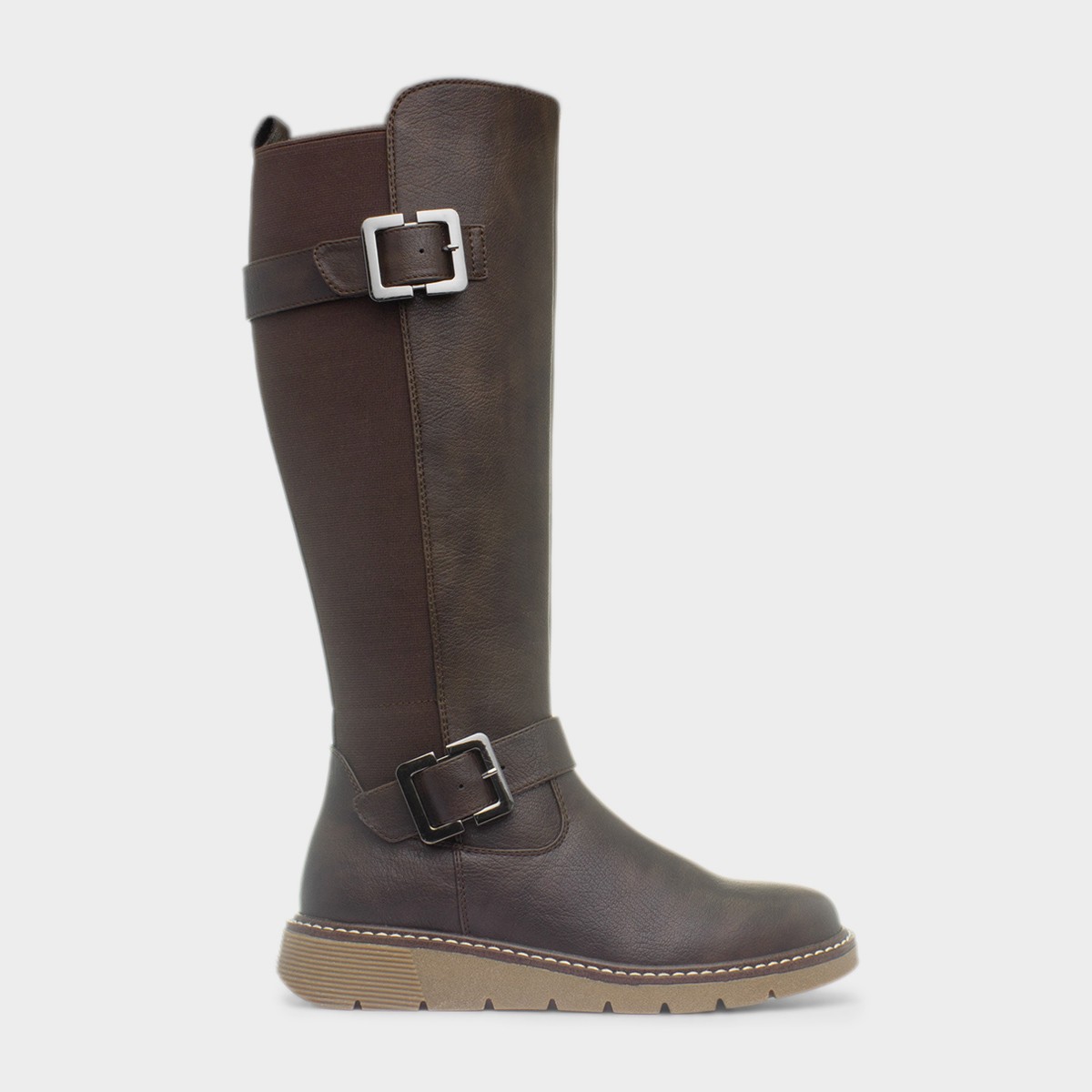 Devon Womens Brown Wedge Wide Fit Boot