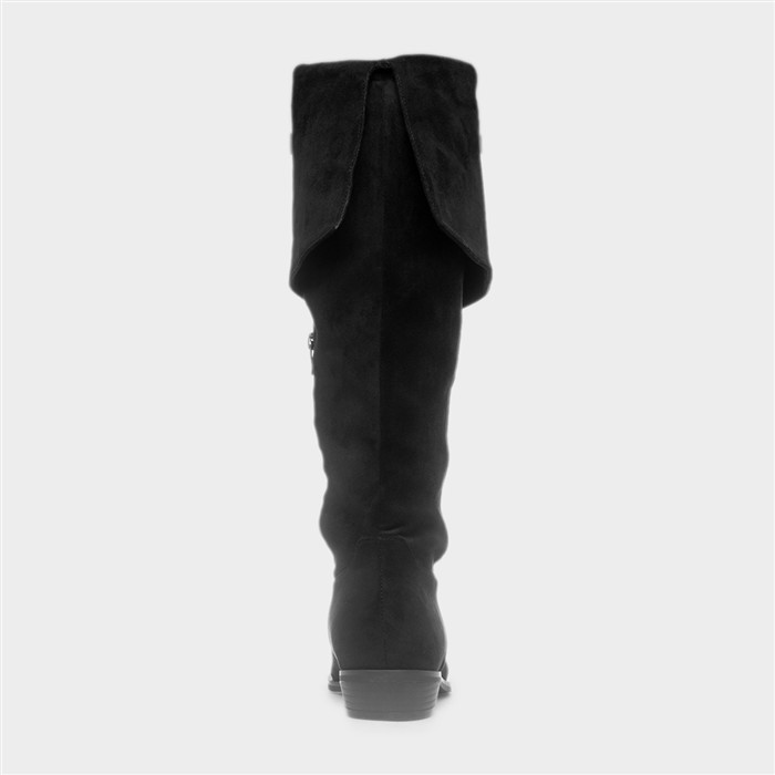 Olivia Womens Black Knee High Flat Boot