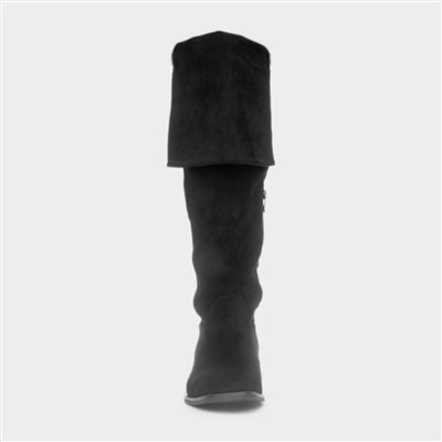Olivia Womens Black Knee High Flat Boot
