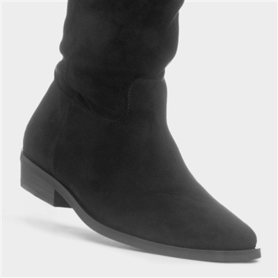 Olivia Womens Black Knee High Flat Boot