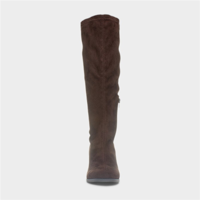 Womens Chocolate Heeled Knee High Boot