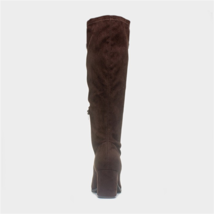 Womens Chocolate Heeled Knee High Boot
