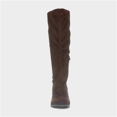 Womens Chocolate Heeled Knee High Boot