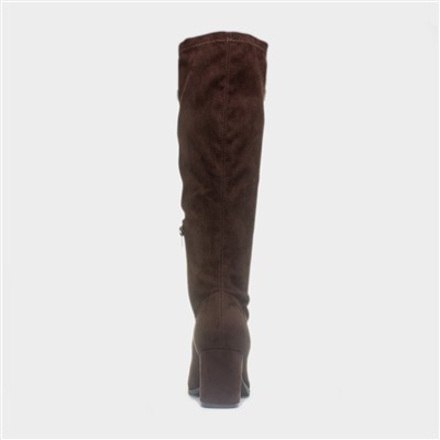 Womens Chocolate Heeled Knee High Boot