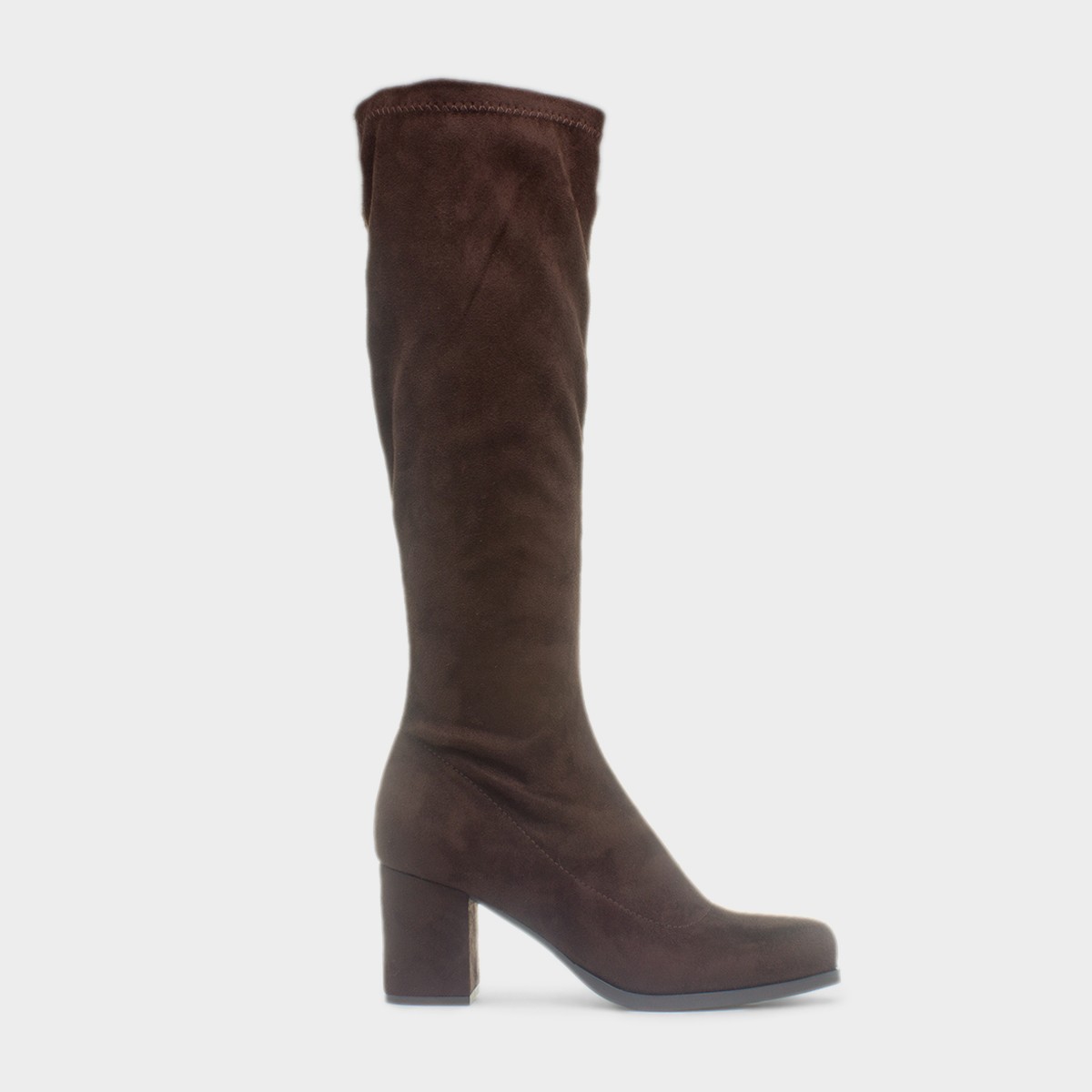 Womens Chocolate Heeled Knee High Boot