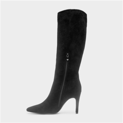 Brandi Womens Black Heeled High Leg Boot