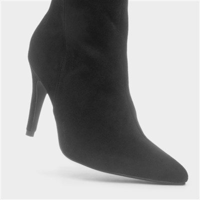 Brandi Womens Black Heeled High Leg Boot